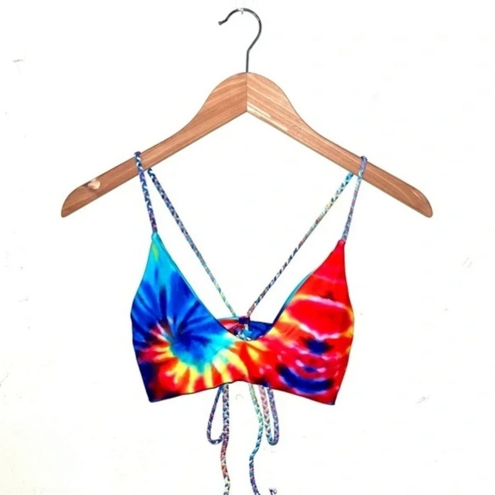 Zaful Tie-Dye Bikini Top - Blue, Yellow, Red Sz 8